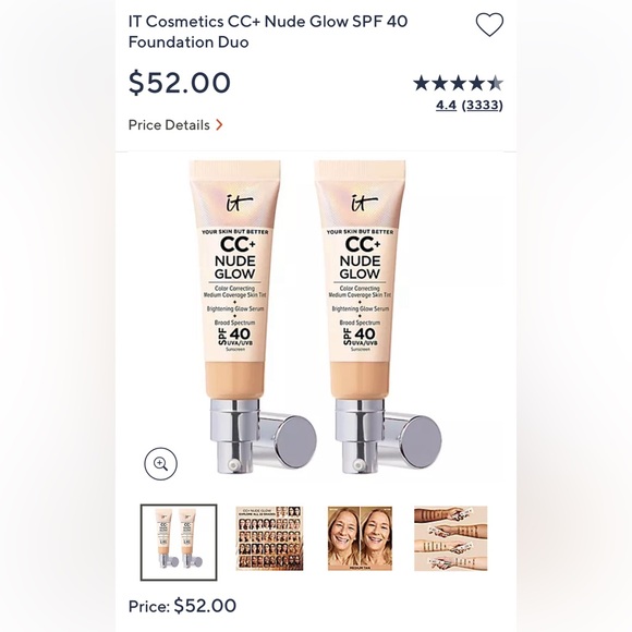 NEW It Cosmetics CC Cream Nude Glow in Tan Warm - Picture 2 of 8